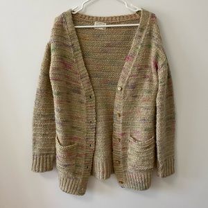 ZARA MULTI COLOURED KNIT BEIGE OVERSIZED CARDIGAN